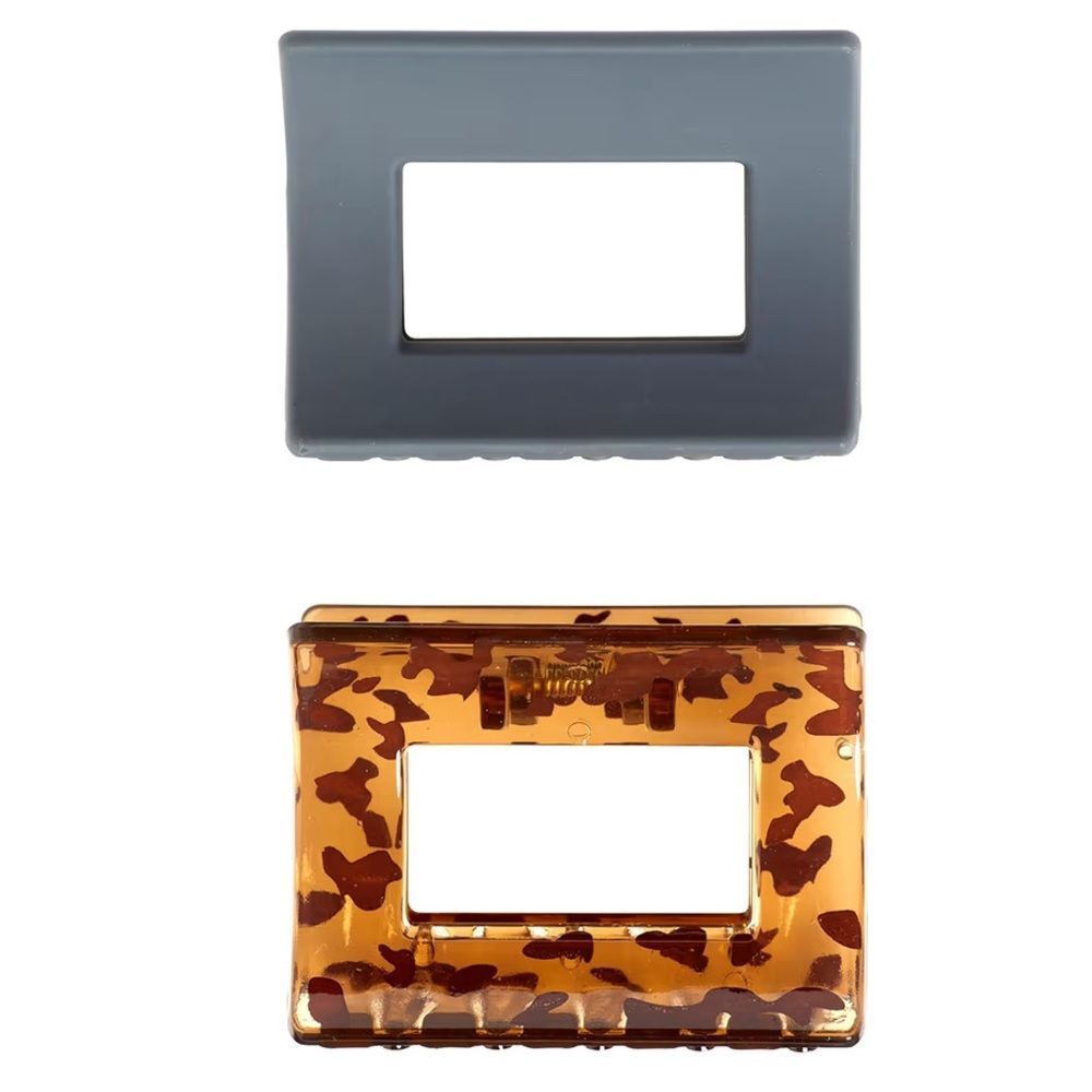 Goody Men or Women Black Tortoise Shell Brown Square Claw Hair Clips set of 2